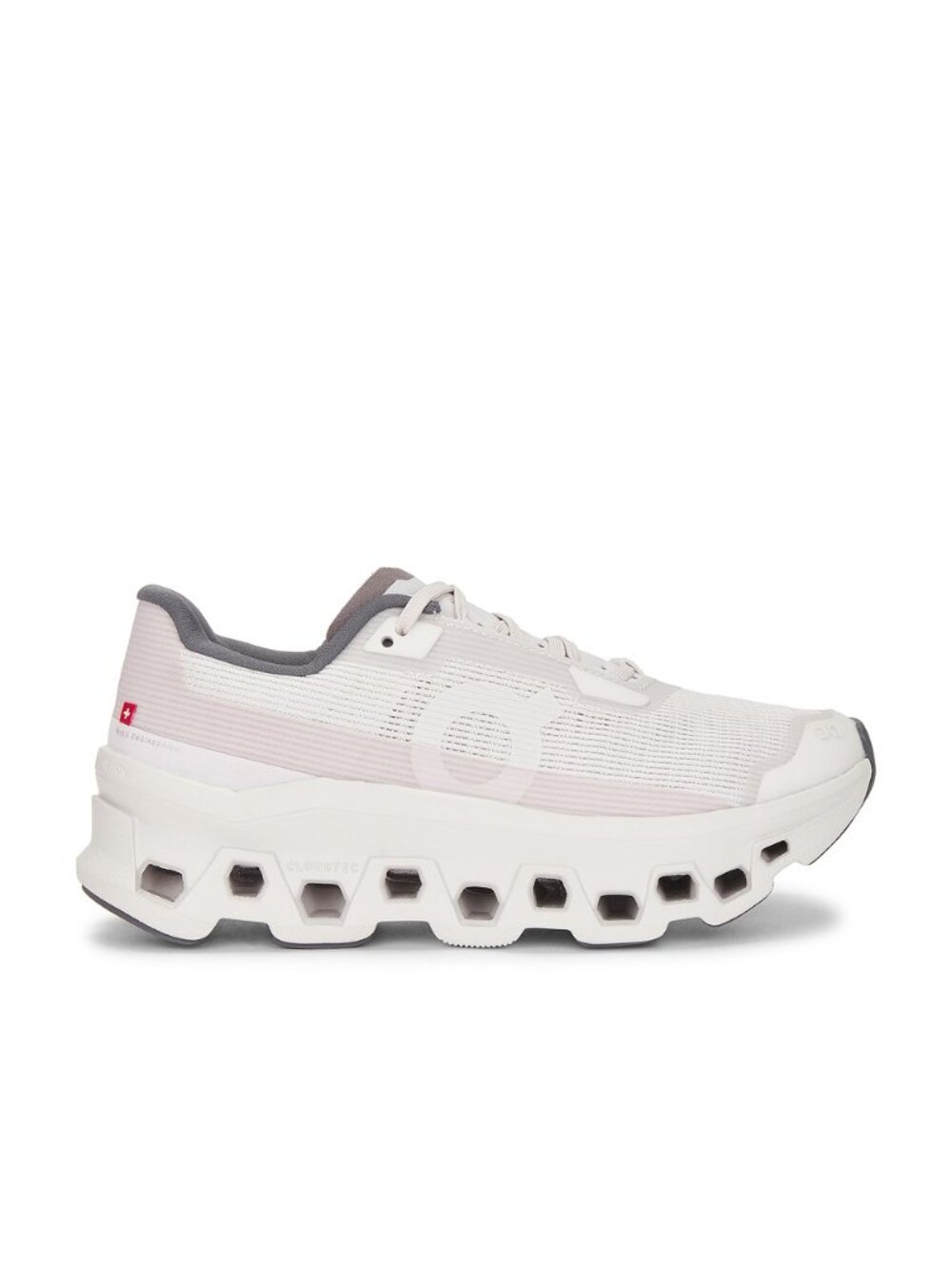 On Cloudmonster Void Sneaker in Ivory & Wolf pink grey white